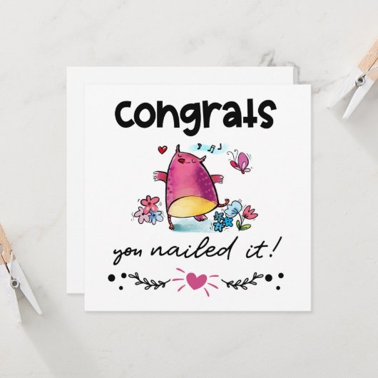 Glückwunschs Grad Sie Nagel Cartoon Owl Spaß Karte (Vorderseite/Rückseite Beispiel)