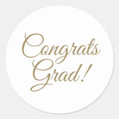 Glückwunschs grad weiß goldene Drehbuch Abschluss Runder Aufkleber (Vorderseite)