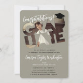 Glückwunschs Graduate Gray Cutout Foto Abschluss Einladung (Vorderseite)
