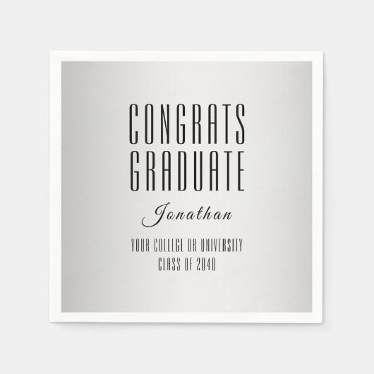 "Glückwunschs Graduate" Modernes Typografie-Papier Serviette (Vorderseite)