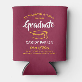 Glückwunschs Graduation Party Maroon Red Gold Gelb Dosenkühler