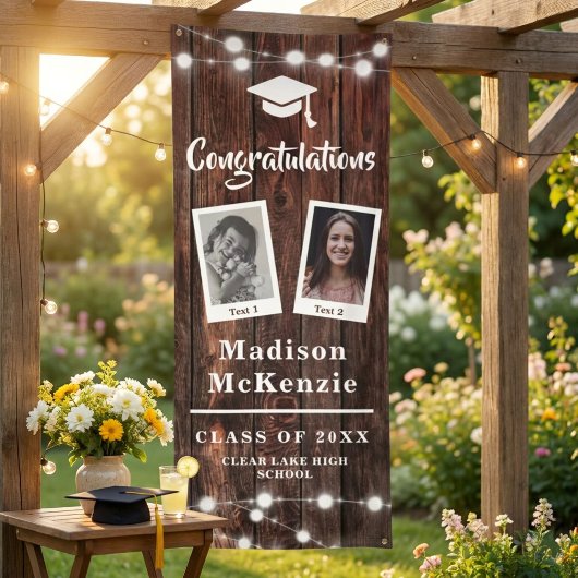 Glückwunschs Graduation Party Rustic Modern 2 - Fo Banner