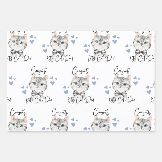 Glückwunschs Kitty Cat Vater Packpapier Blätter (Vorderseite 2)