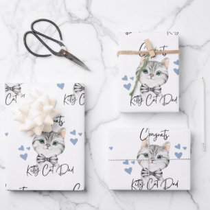 Glückwunschs Kitty Cat Vater Packpapier Blätter