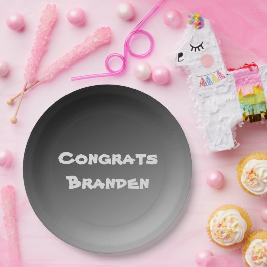 Glückwunschs Schwarz Gradient Pappteller (Party)