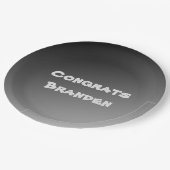 Glückwunschs Schwarz Gradient Pappteller (Schrägansicht)