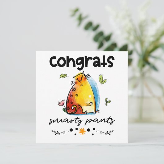 Glückwunschs Smarty Pants Funny Cat Cartoon Karte (Stehend Vorderseite)