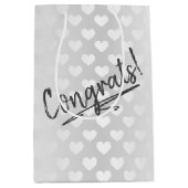 Glückwunschs White Wedding Hearts Mittlere Geschenktüte (Vorderseite)