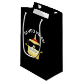 Glued Vibes Funny Glue Pun Dark BG Kleine Geschenktüte (Vorderseite Schrägansicht)