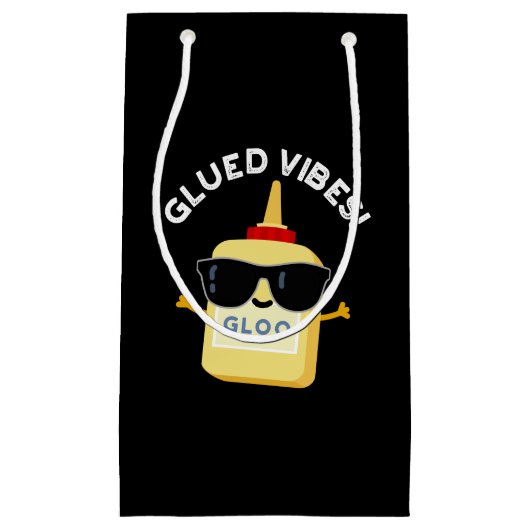Glued Vibes Funny Glue Pun Dark BG Kleine Geschenktüte (Vorderseite)
