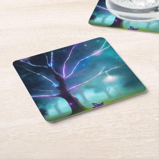 Glühbaum Rechteckiger Pappuntersetzer (angewinkelt)