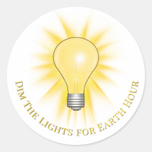 Glühbirne Dimmt die Lichter Earth Hour  Runder Aufkleber
