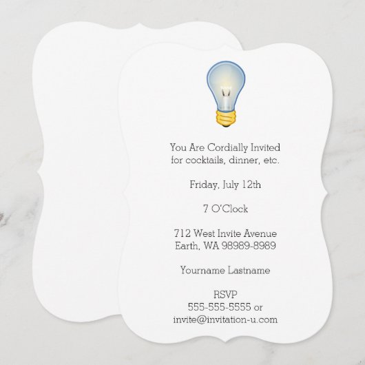 Glühbirne Einladung (Vorne/Hinten)