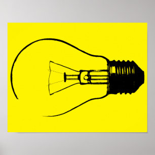 Glühbirne Lichtbirne Grafik Kunst Poster Schild