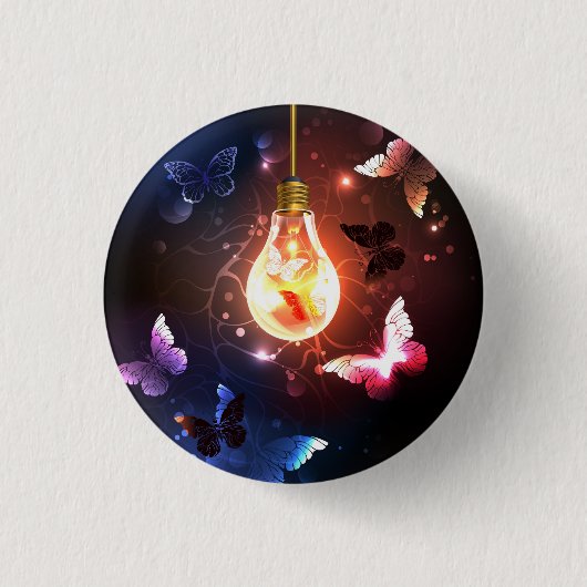 Glühbirne mit Nachtschmetterlingen Button (Vorderseite)