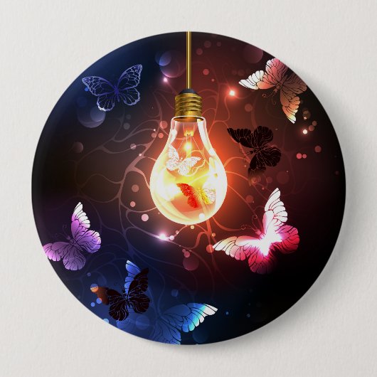 Glühbirne mit Nachtschmetterlingen Button (Vorderseite)