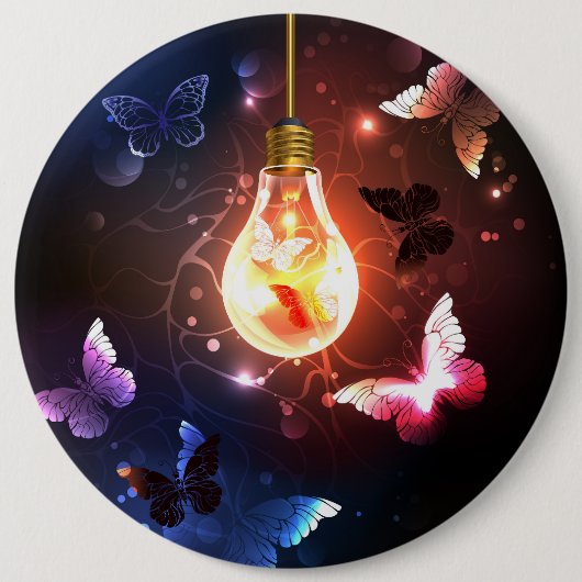 Glühbirne mit Nachtschmetterlingen Button (Vorderseite)