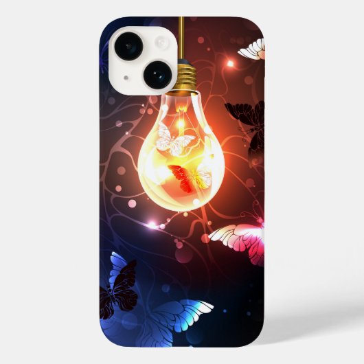 Glühbirne mit Nachtschmetterlingen Case-Mate iPhone Hülle (Rückseite)