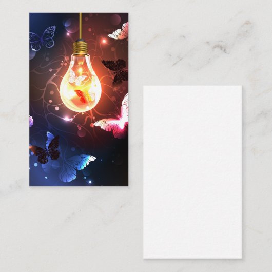 Glühbirne mit Nachtschmetterlingen Empfehlungskarte (Vorne/Hinten)