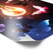 Glühbirne mit Nachtschmetterlingen Fotodruck (Ecke)