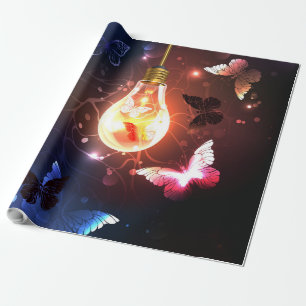 Glühbirne mit Nachtschmetterlingen Geschenkpapier
