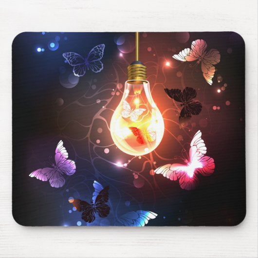 Glühbirne mit Nachtschmetterlingen Mousepad (Vorne)