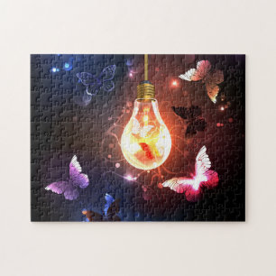 Glühbirne mit Nachtschmetterlingen Puzzle