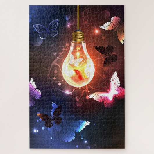 Glühbirne mit Nachtschmetterlingen Puzzle (Vertikal)