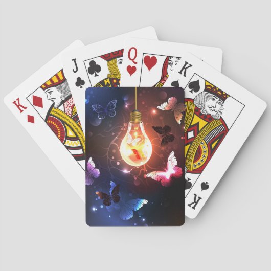 Glühbirne mit Nachtschmetterlingen Spielkarten (Rückseite)