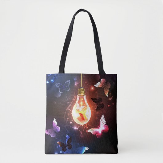 Glühbirne mit Nachtschmetterlingen Tasche (Vorderseite)