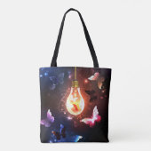 Glühbirne mit Nachtschmetterlingen Tasche (Rückseite)