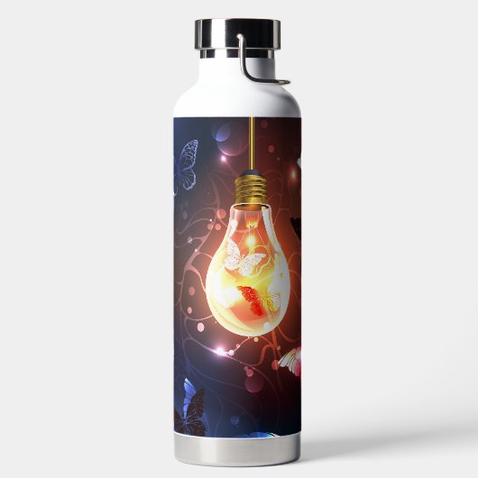 Glühbirne mit Nachtschmetterlingen Trinkflasche (links)
