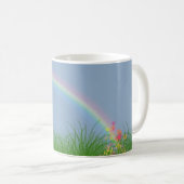 Glühbirne mit Regenbogen und Blume Kaffeetasse (VorderseiteRechts)