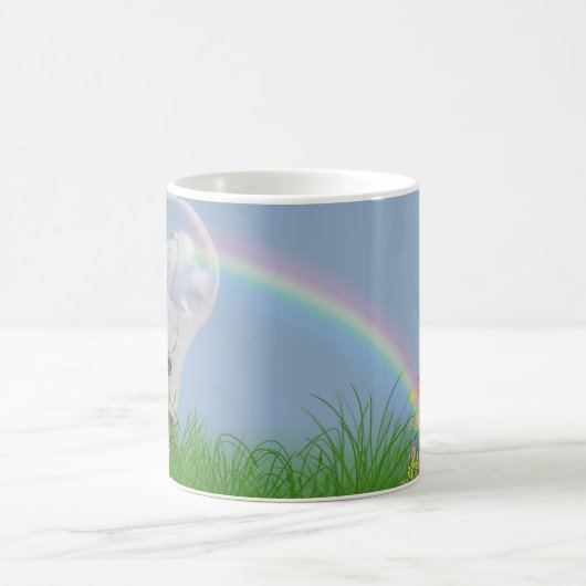 Glühbirne mit Regenbogen und Blume Kaffeetasse (Mittel)