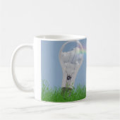 Glühbirne mit Regenbogen und Blume Kaffeetasse (Links)