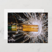 Glühbirne mit sprühenden Funken Postkarte (Vorne/Hinten)