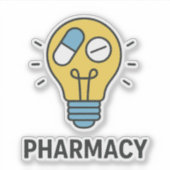 Glühbirne mit zwei medizinischen Pillen im Inneren Aufkleber (Vorderseite)