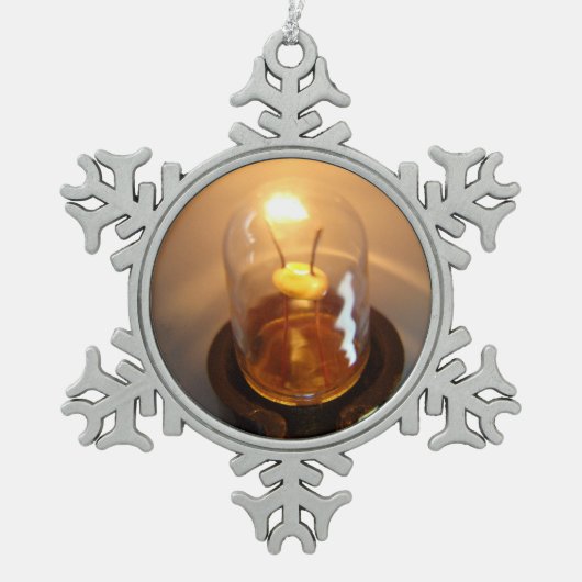 Glühbirne Schneeflocken Zinn-Ornament (Vorderseite)