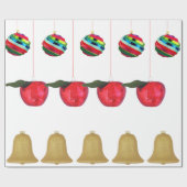 Glühbirnen, Äpfel, Glocken, Umschlagpapier Geschenkpapier (Flach)