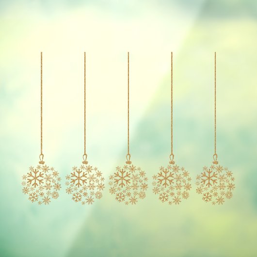 Glühbirnen aus Schneeflocken, goldenes Pack mit fü Fensteraufkleber (Blatt 3)