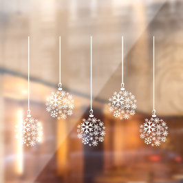 Glühbirnen aus Schneeflocken, weiß_ Pack, mit 5 Fe Fensteraufkleber