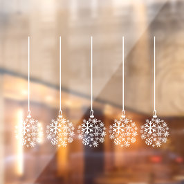 Glühbirnen aus Schneeflocken, weiß_ Pack mit fünf  Fensteraufkleber