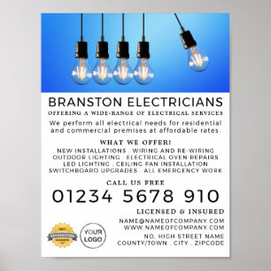 Glühbirnen, elektrische Werbung Poster