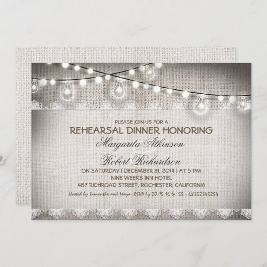 Glühbirnen für Probe-Dinner Einladung (Vorne/Hinten)