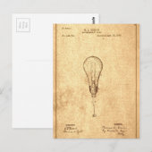 Glühbirnen-Patent von Edison Postkarte (Vorne/Hinten)