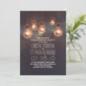 Glühbirnen romantische Verlobungsfeier Einladung (Stehend Vorderseite)