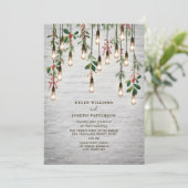 Glühbirnen Weiße Ziegelsteine Weihnachtsfeier Einladung (Stehend Vorderseite)