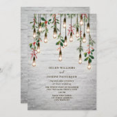 Glühbirnen Weiße Ziegelsteine Weihnachtsfeier Einladung (Vorne/Hinten)