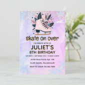 Glüheis-Skaten 8. Geburtstagsparty Einladung (Stehend Vorderseite)