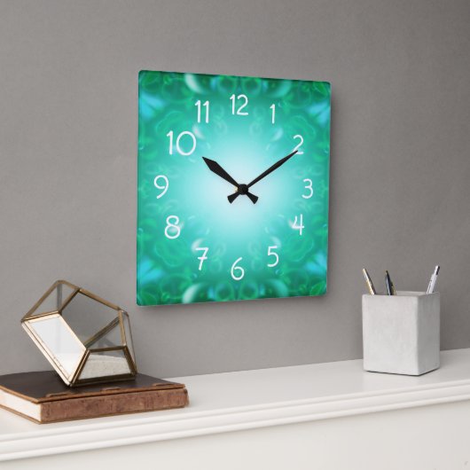 Glühen-Blasen Quadratische Wanduhr (Büro)